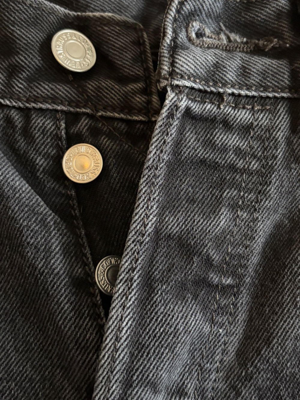 Levi’s 501 Original Straight Jeans Black Wash Button Fly Vintage Fade - Picture 4 of 12